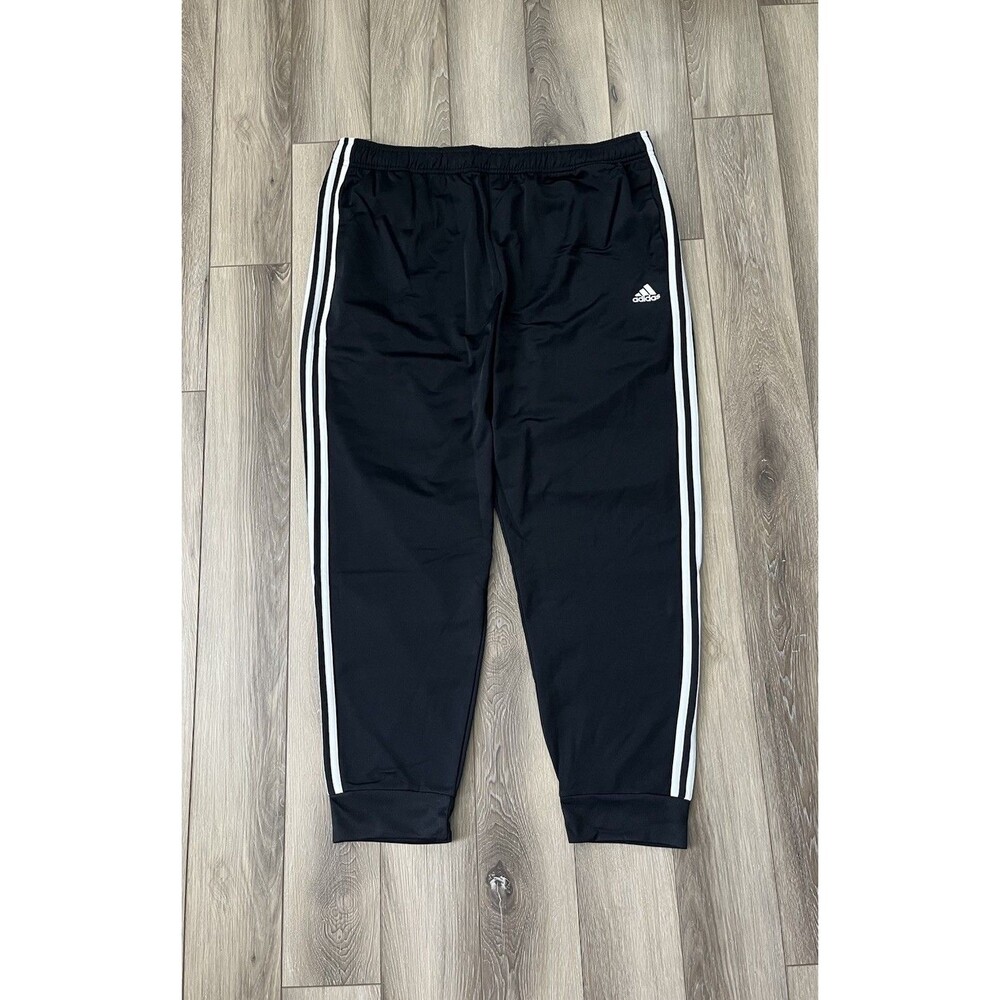 adidas Essentials Men's 2XL Black Tapered 3-Stripes Tricot Joggers Pants NWT